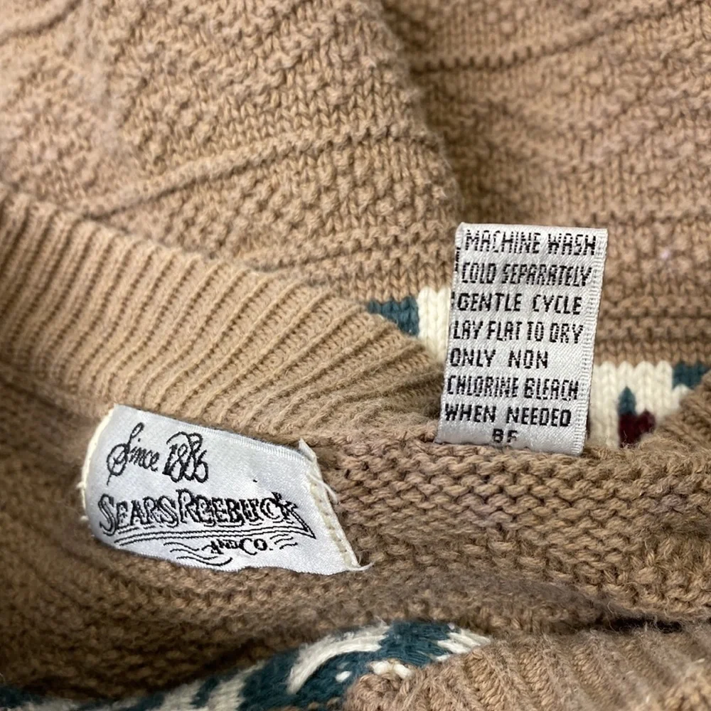 Vintage Sears Roebuck And CO Crewneck Cotton Wave Sweater Size XL